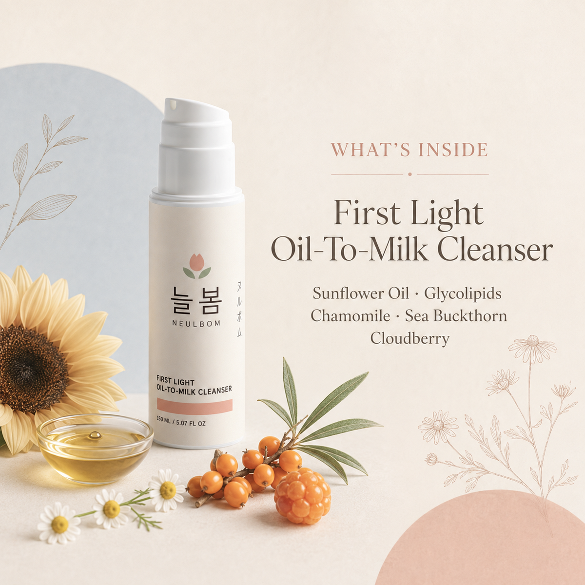 NEULBOM First Light Oil-To-Milk Cleanser key ingredients